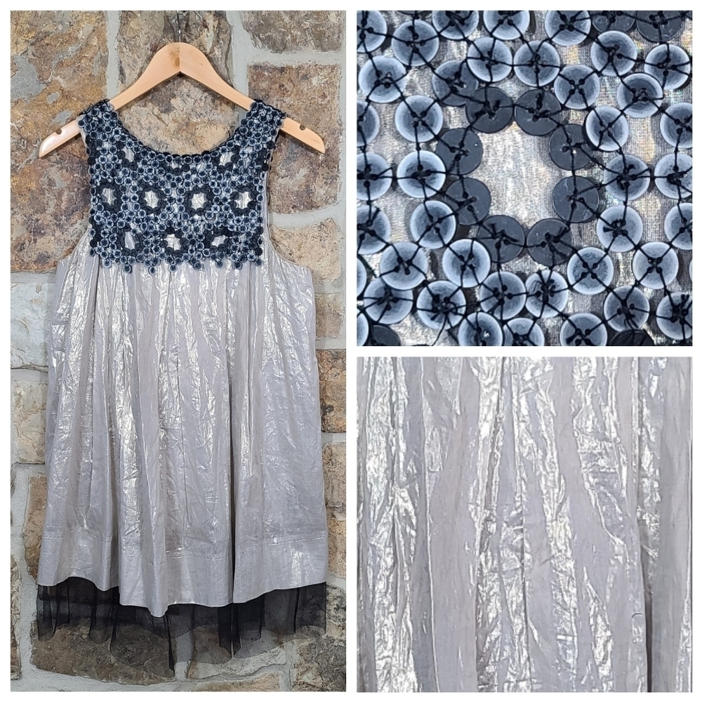 NWT Rozae Nichols M MEDIUM Metallic Button Mini Dress